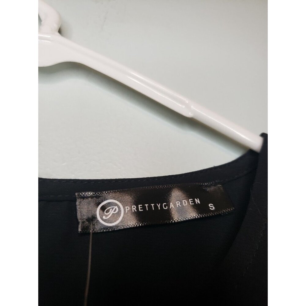 Prettygarden Women S Mini Dress Black Waist Cutout Long Sleeve Ruffle Tiered NWT - Picture 5 of 7